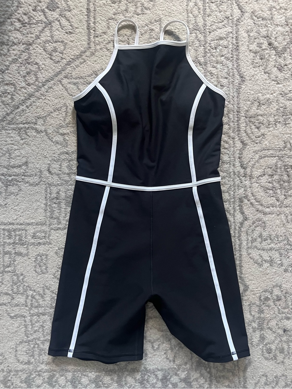 A&F Black One-Piece Swim Suit with White Trim